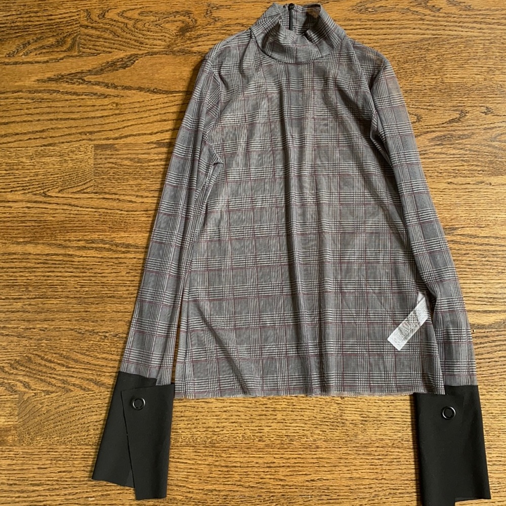 Zara size medium sheer turtleneck with snap cuffs